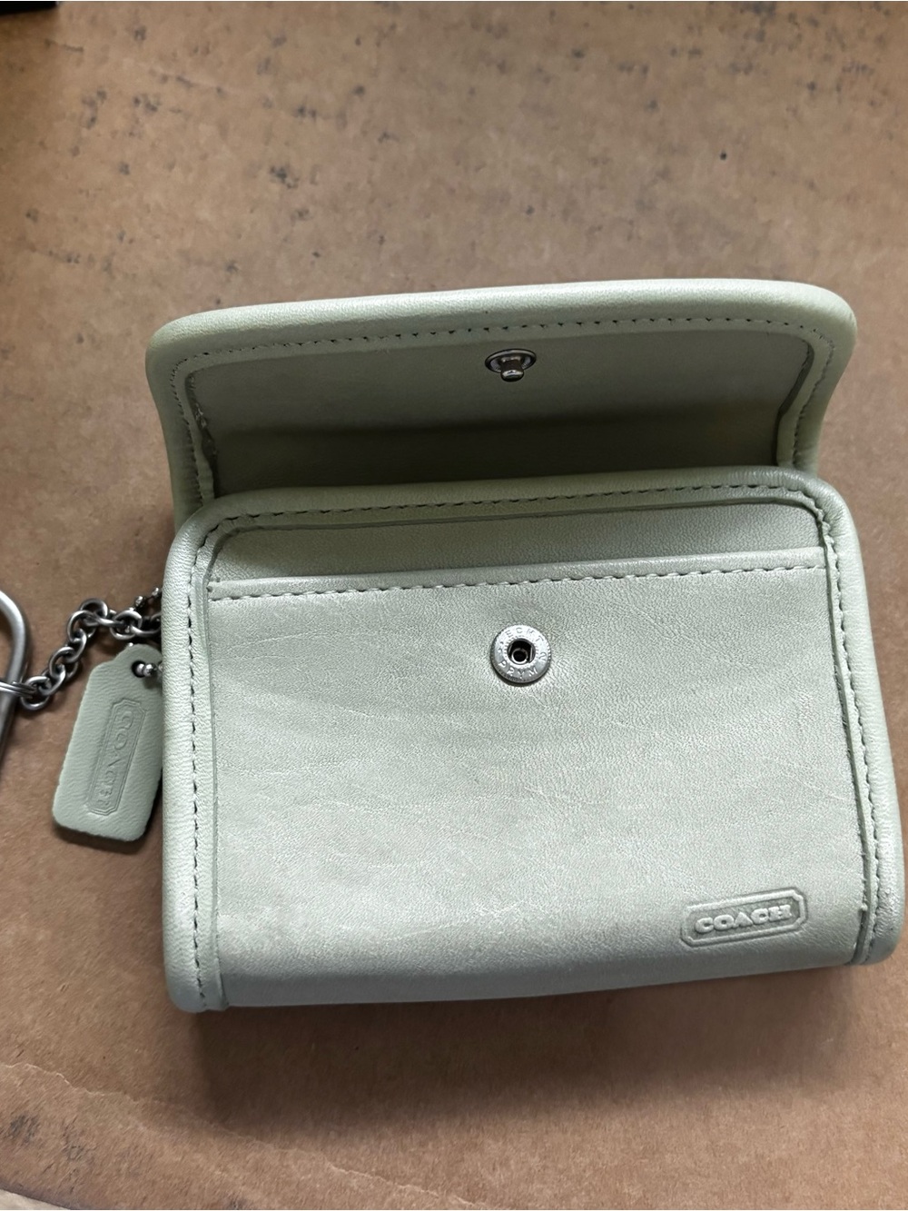 Coach multifunction wallet coin purse keychain rare pistachio leather EUC VTG - Picture 5 of 12